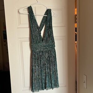 Lulu's Shimmering Teal Backless Dress